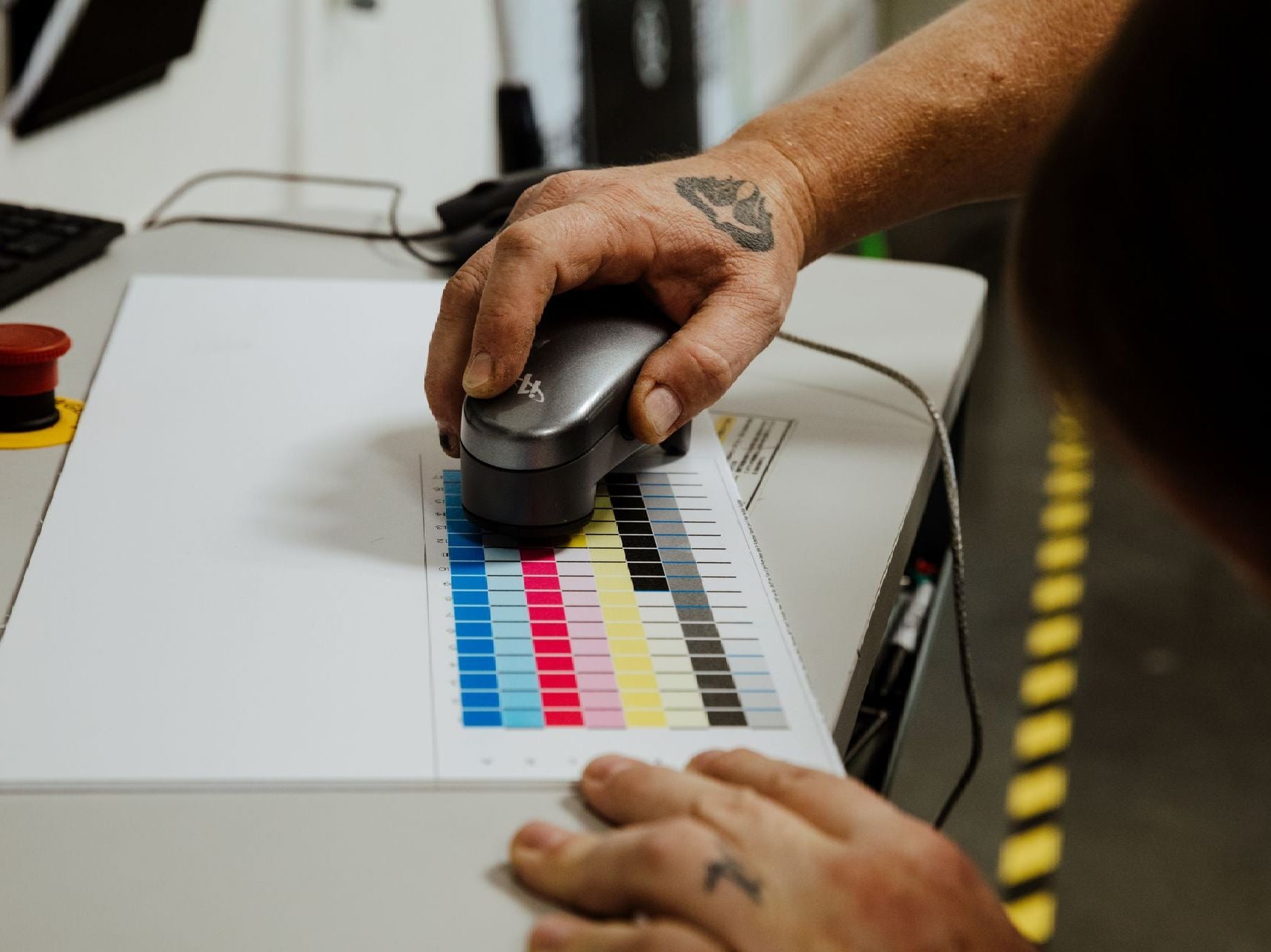 Color matching diagram being utilized to accurately recreate print.