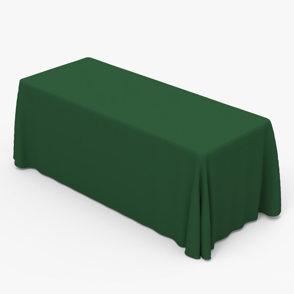 Premium custom fitted 6ft green trade show table cover printed by 760 Print in Vista, showcasing a clean, professional look for corporate events and promotional displays.