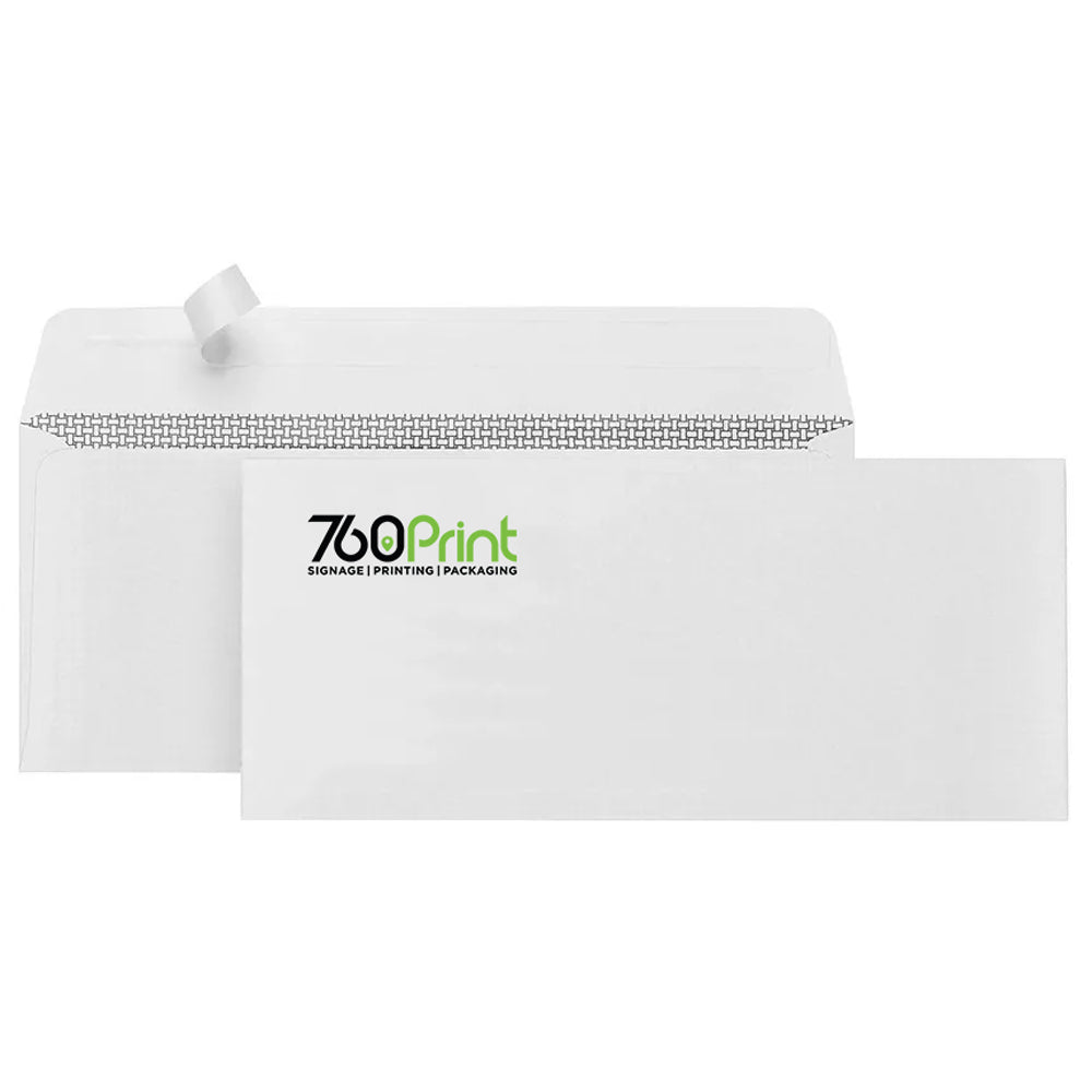 A white envelope with '760PRINT' logo printed on the front, shown with a small window displaying the interior.