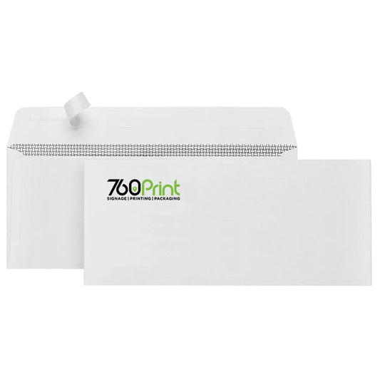 A white envelope with '760PRINT' logo printed on the front, shown with a small window displaying the interior.