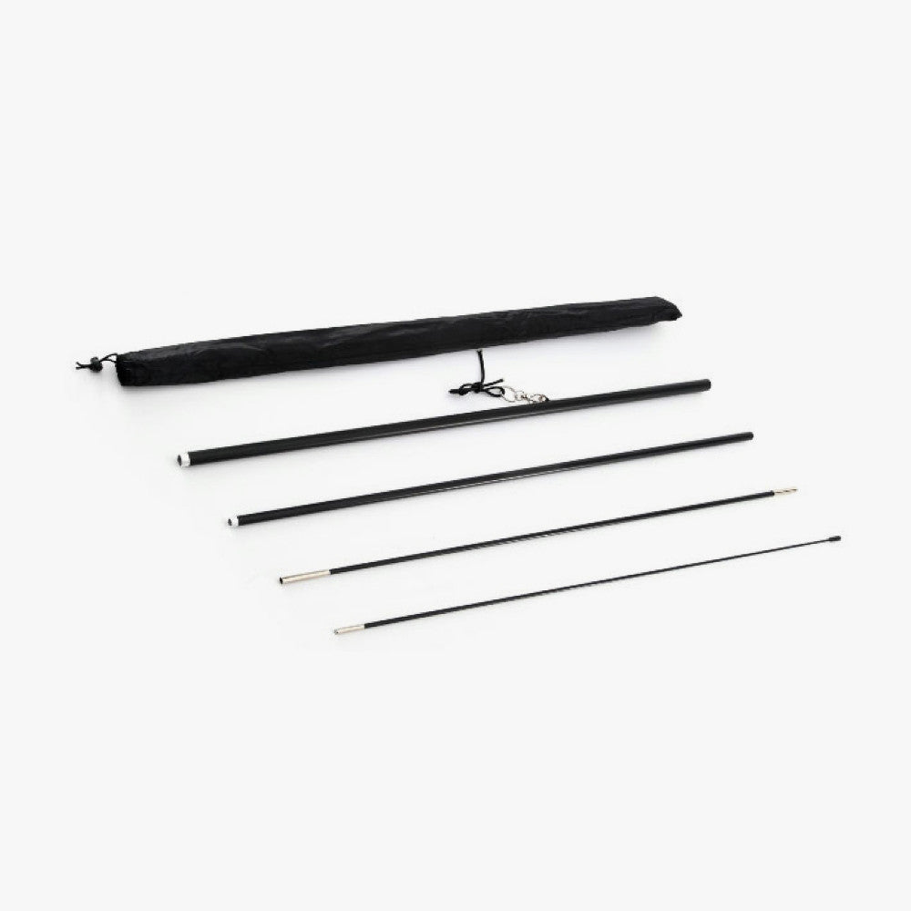 Complete feather flag pole hardware set including a 4-piece interlocking pole and a black carrying case.