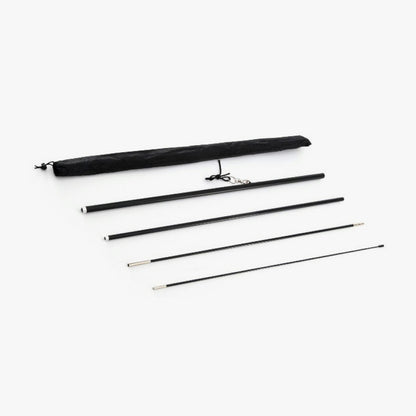Complete feather flag pole hardware set including a 4-piece interlocking pole and a black carrying case.