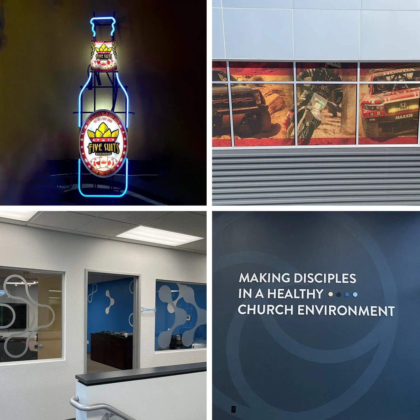 Collection of different styles of printed vinyl including backlit, frosted or see through, small format, large format