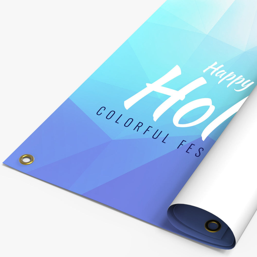 Custom super smooth indoor vinyl banner with metal grommets printed for colorful festival event promotions by 760 Print in Vista.