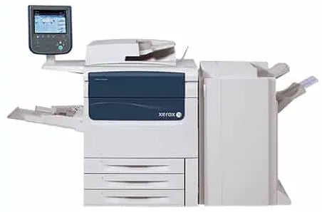 Xerox PrimeLink 9070 black and white production printer used in commercial print environments for high-volume digital printing, including brochures, manuals, and short-run variable data jobs with professional finishing options.